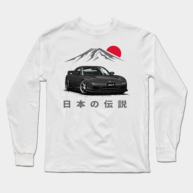 JDM Tuner RX-7 (Brilliant Black) Long Sleeve T-Shirt by Jiooji Project